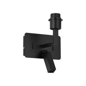 D0947BL  Clara Wall + Reading Light with USB-C Socket, 1 x E27 + 3W LED, 3000K, Individually Switched, Satin Black